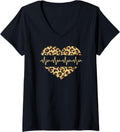 Womens Women s Leopard Heart With Heartbeat V Neck Apparel Trending US Gift Ready