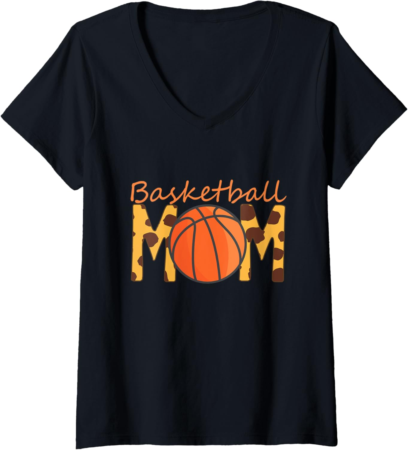 Womens Basketball Mom Mother s Day Cheetah Print Basketball Mom V Neck Apparel Comfort Fit US Top Pick