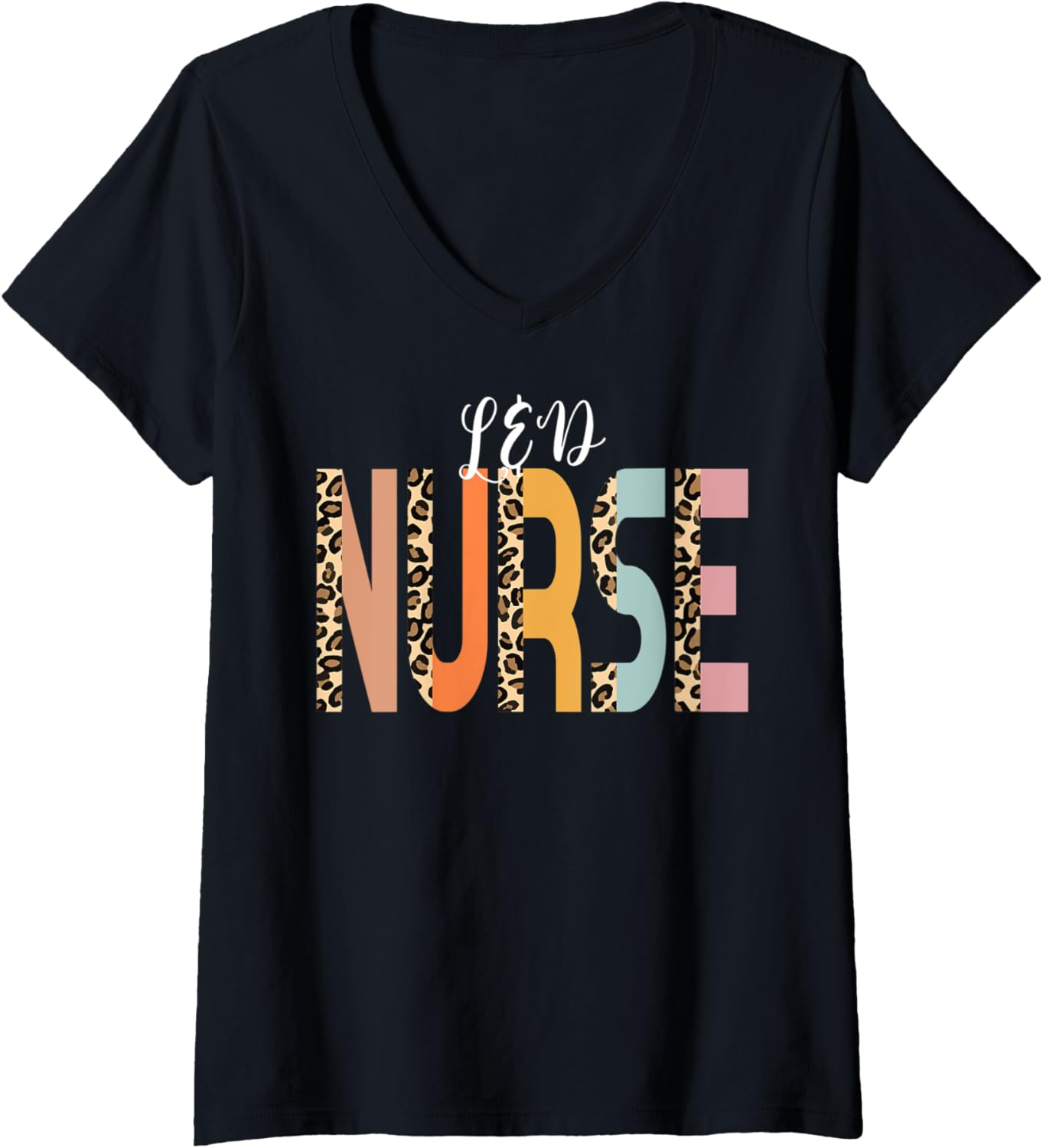Womens Labor and Delivery Nurse Cheetah Print RN Cute L D Nurse V Neck Apparel Trending US Gift Ready