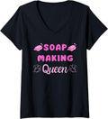 Womens Soap Making Queen Hobby Soapmaking Soap Maker V-Neck Apparel | US Viral Style | Aesthetic Fit