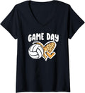 Womens Game Day Volleyball Leopard Cheetah Print Funny Beach Sports V Neck Apparel Viral TikTok Find Everyday Wear