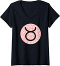 Womens Taurus Zodiac Horoscope Sign Pink Cheetah Leopard Print V Neck Apparel Premium Print Gift Ready