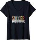 Womens Soccer MOMMA Leopard Cheetah Print Retro Trendy Cute V Neck Apparel Streetwear Style Gift Ready