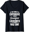 Womens Locksmith Qualified Key Maker Lock Picker Locksmithing V-Neck Apparel | Best Seller Pick | Aesthetic Fit