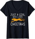 Womens Cute Cheetah For Girls Kid African Safari Wildlife Zookeeper V Neck Apparel Streetwear Style Hot Right Now