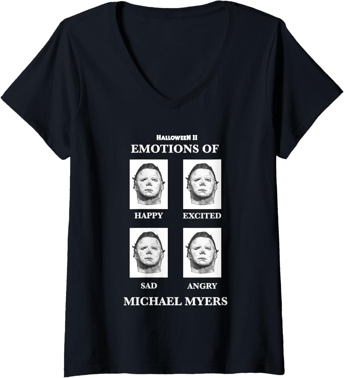 Halloween 2 Emotions Of Michael Myers V-Neck Apparel | Everyday Casual Wear