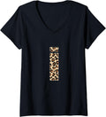 Womens Cheetah Print Letter i Initial Letter i Leopard V Neck Apparel High Search Demand US Top Pick