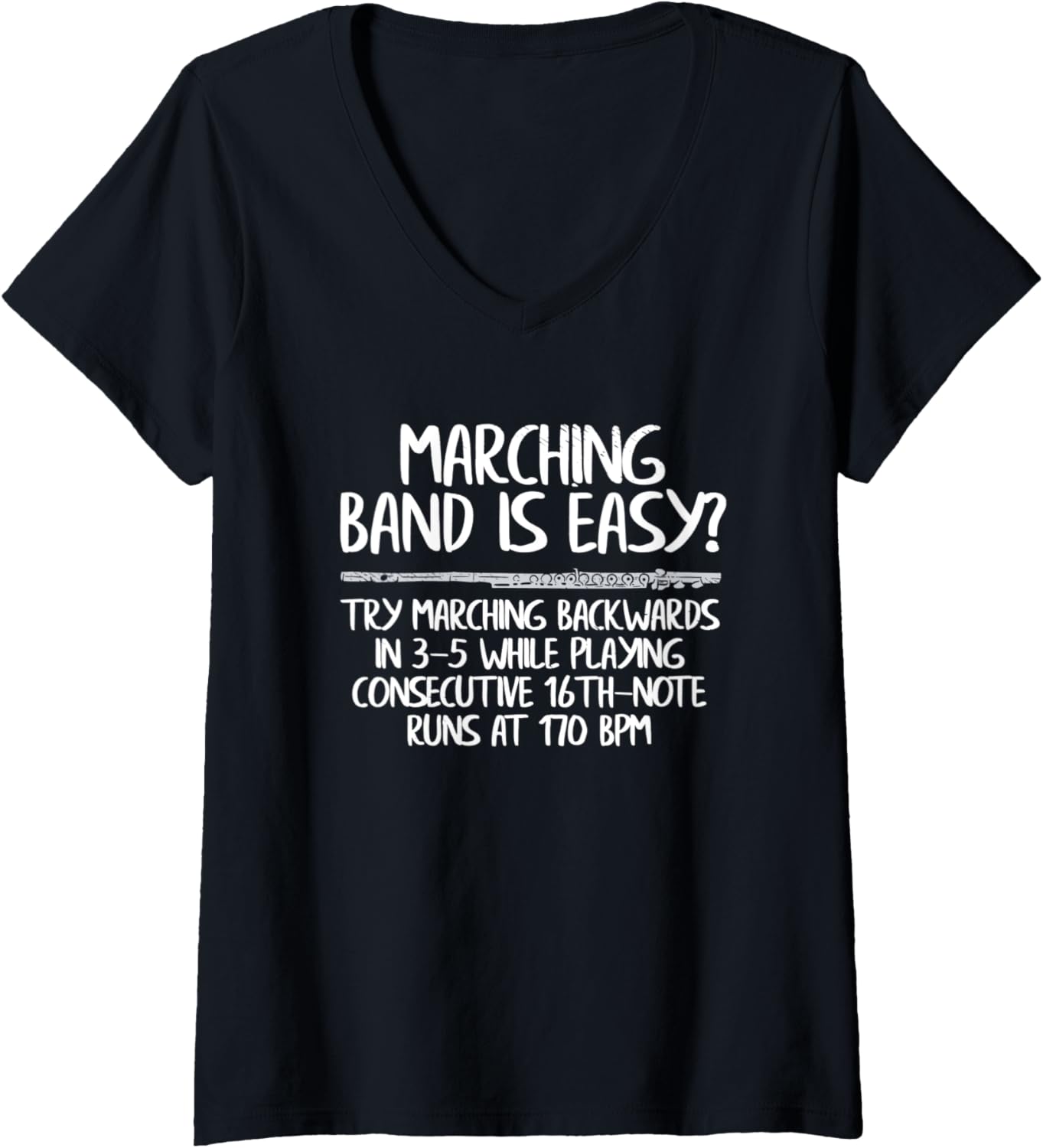 Womens Funny Flute Marching Band Is Easy Marching Band Player Gift V-Neck Apparel | Trending 2025