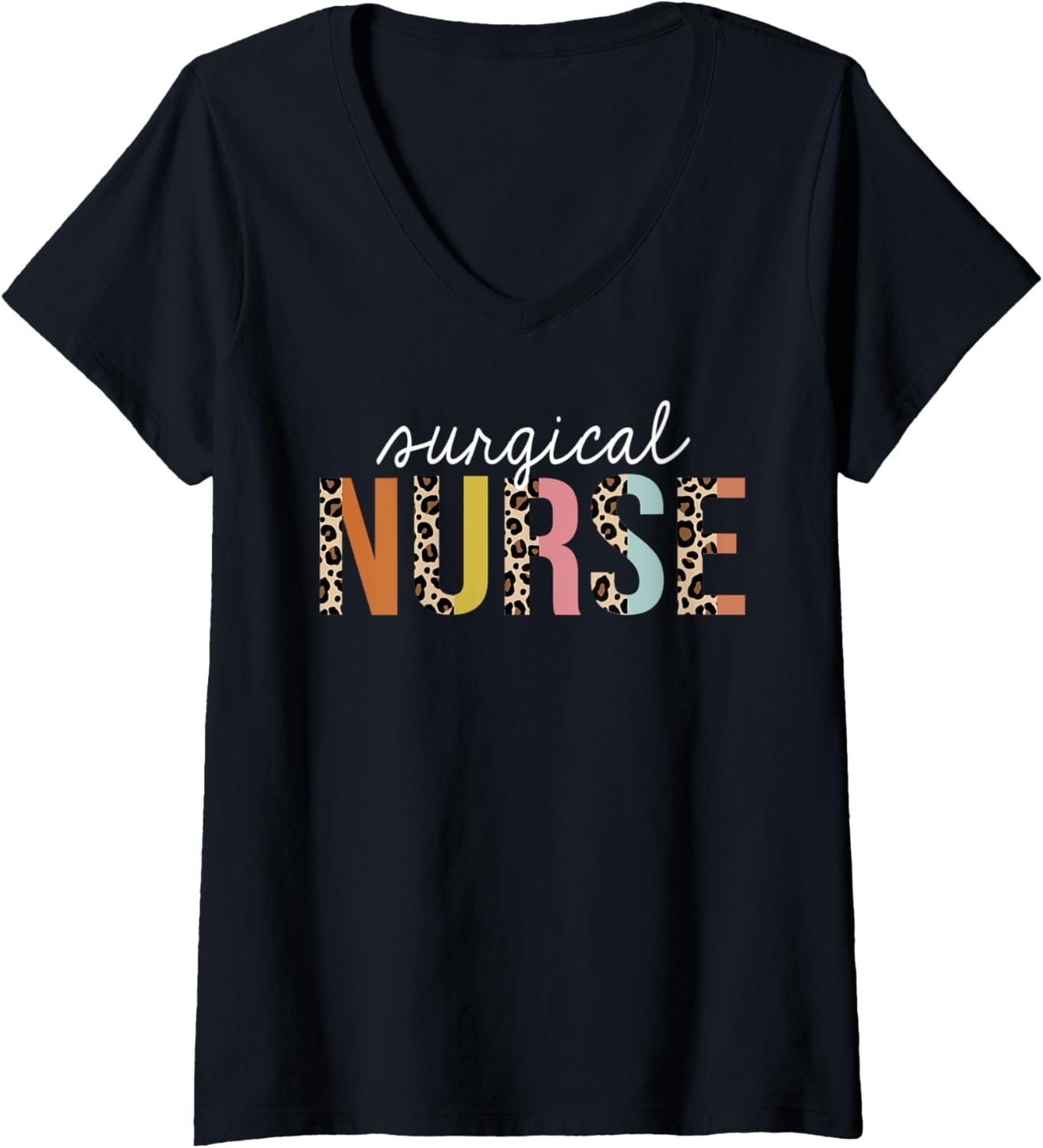 Womens Surgical Nurse Life Leopard Print RN Registered Nursing V Neck Apparel Trending US Everyday Wear
