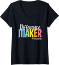 Womens Teacherlife Colorful Difference Maker V-Neck Apparel | High Search Volume | Aesthetic Fit