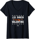 Womens JD Davis is My Valentine New York Baseball Player V-Neck Apparel | Trending 2025