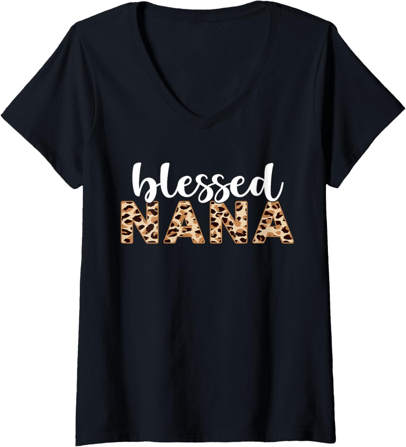 Womens Mother s Day Gift Leopard Print Blessed Nana Cute Cheetah V Neck Apparel Trending US Gift Ready