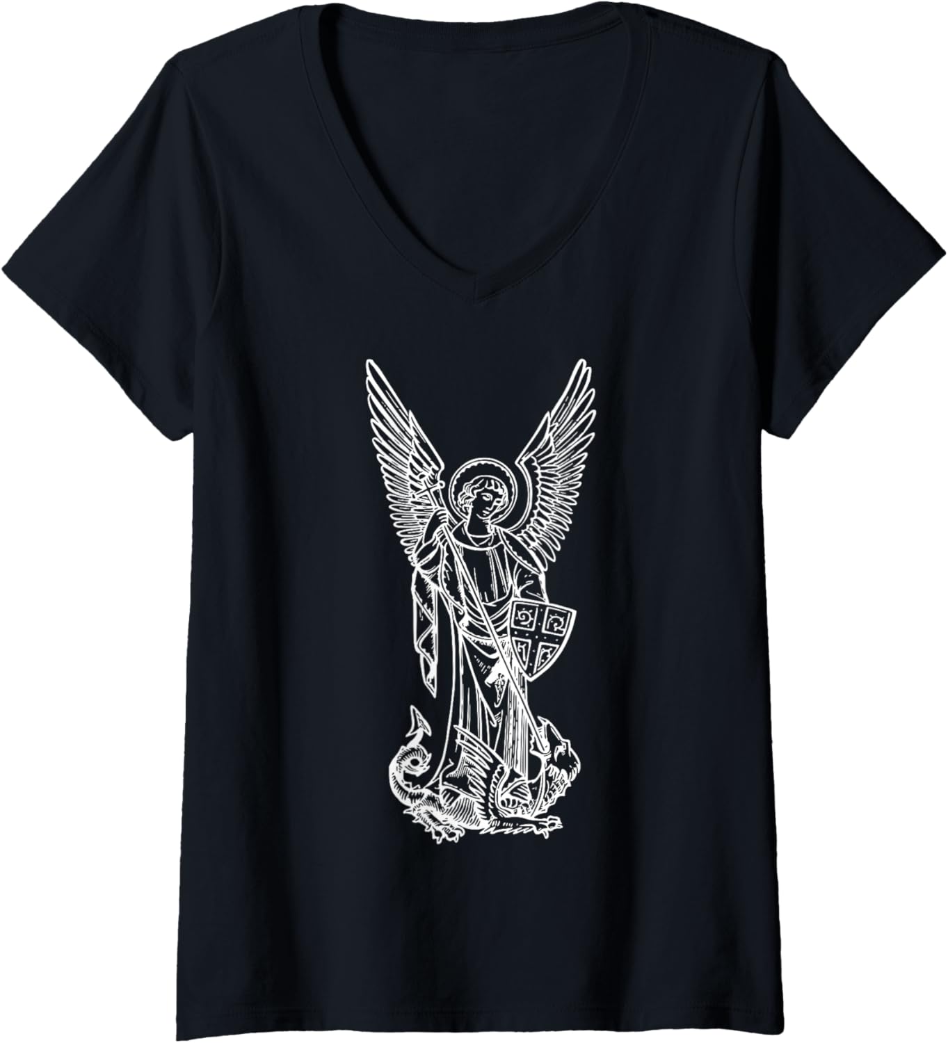 Angel Arc Tees - St Michael The Archangel Christian V-Neck T-Shirt | Premium Quality