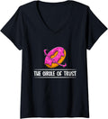 Womens Funny Circle Of Trust Doughnut Sweets Makers V-Neck Apparel | Trending 2025 | Aesthetic Fit