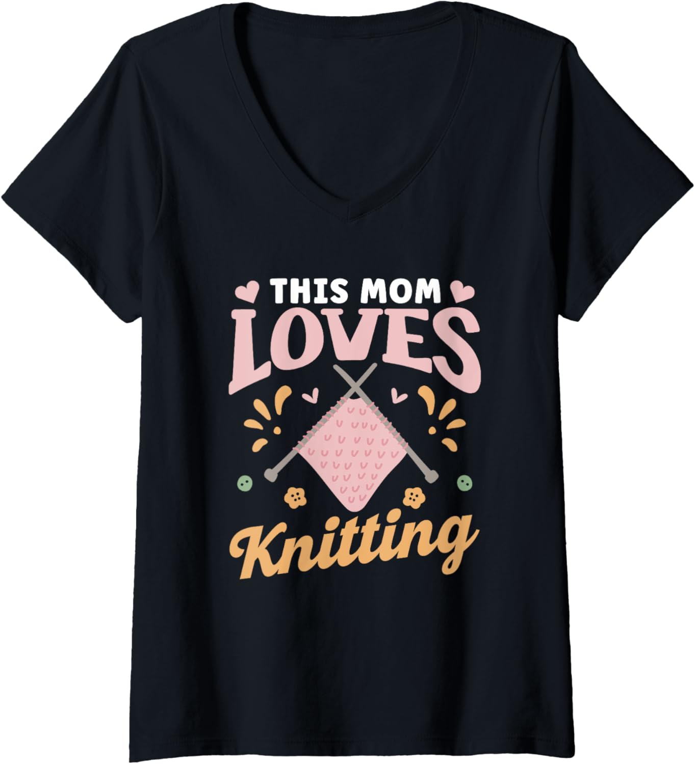 This Mom Loves Knitting Knit Hobby Yarn Knitter Knitting V-Neck Yarn Supply | Trending 2025 | Best Seller Choice