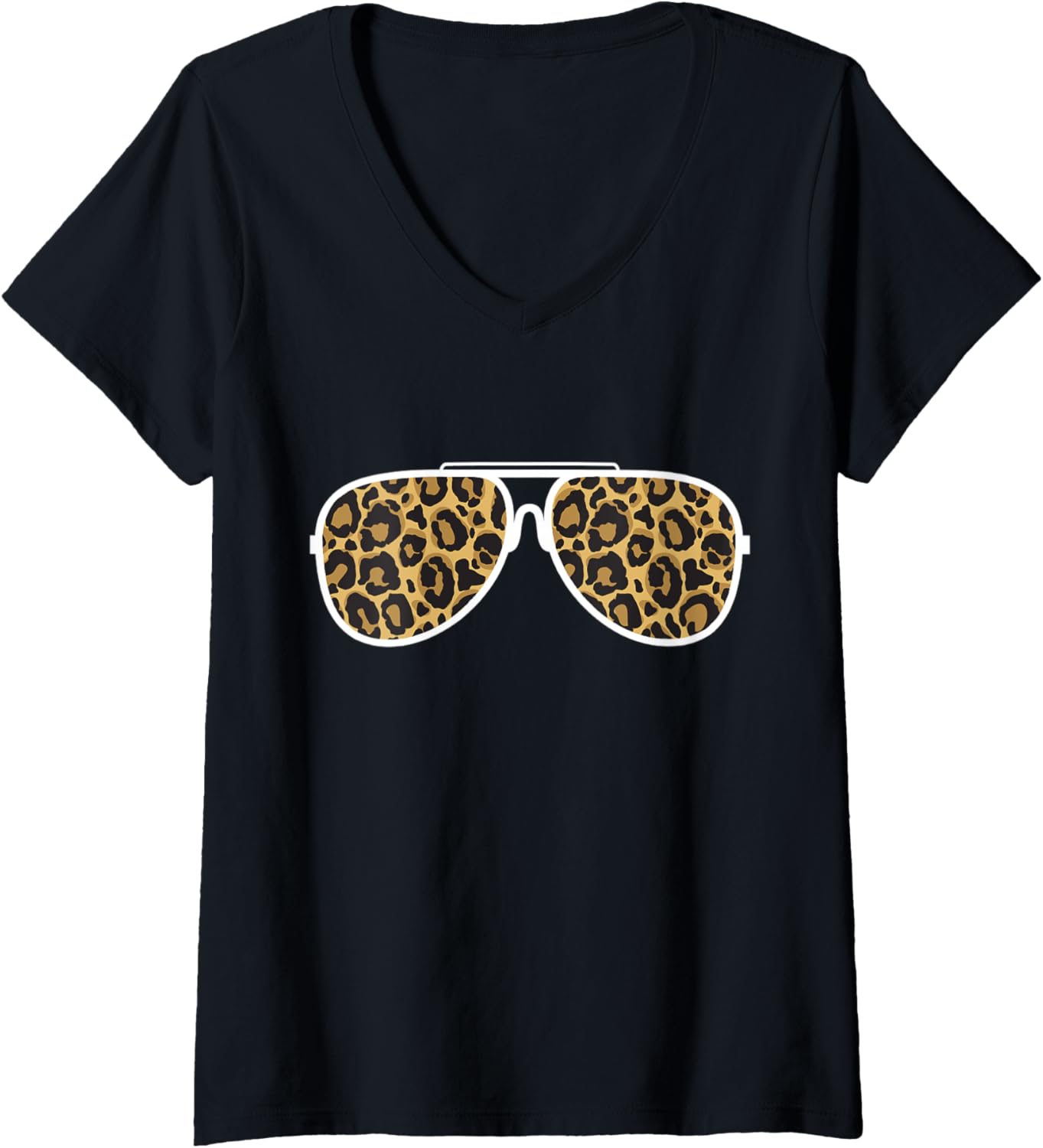 Womens Leopard Print Cheetah Animal Theme Aviator Sunglasses Summer V Neck Apparel Trending US Best Seller Look