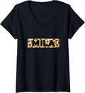 Funny Mila Leopard Print Personalized Name Mila V Neck Apparel Streetwear Style Everyday Wear