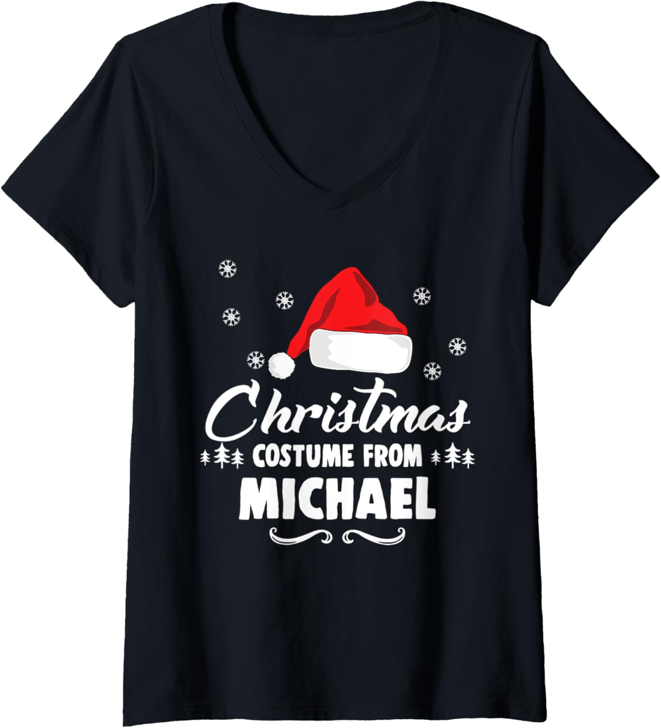 Womens Personalized Christmas costume From Michael V-Neck Apparel | US Best Seller