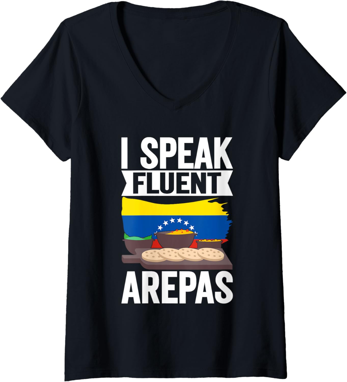 Womens Arepa Maker Latin Venezuela Food V-Neck Apparel | Premium Quality | Comfort Daily Wear