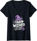 Womens Witty Knitting Design for Yarn Obsessed Women V-Neck Yarn Supply | Trending 2025 | Customer Favorite