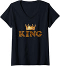 Womens Cheetah Print King Queen Pajamas Couples Matching Tops Men V Neck Apparel Trending US Best Seller Look