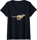 Womens Cheetah Picture Cheetah Running at Full Speed V Neck Apparel Viral TikTok Find Gift Ready