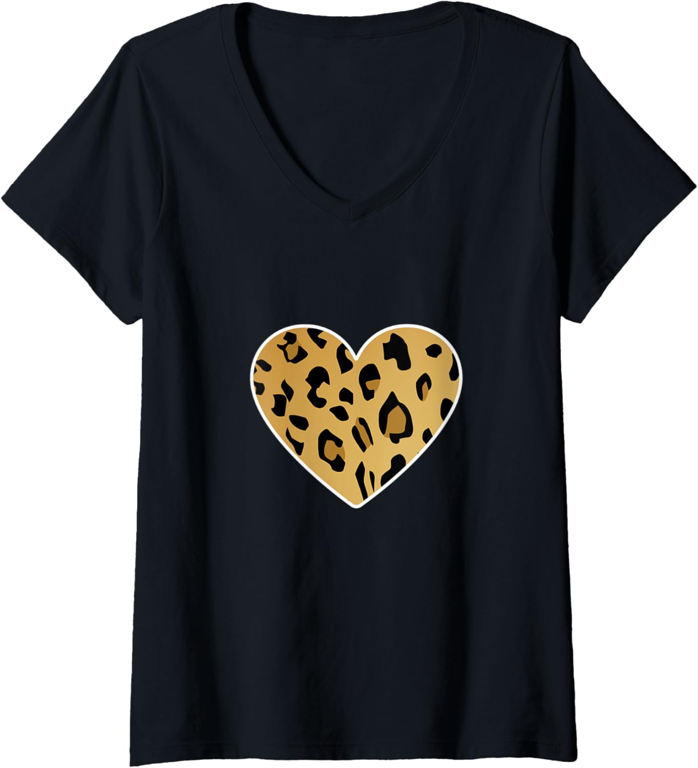 Womens leopard heart cheetah animal print V Neck Apparel Streetwear Style US Top Pick