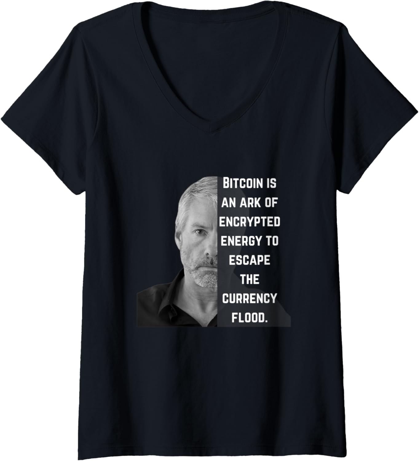 Womens Bitcoin T Shirt, Crypto Gifts, Michael Saylor Bitcoin V-Neck T-Shirt | Premium Quality