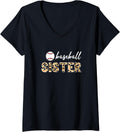 Womens Baseball Sister Leopard Print Softball Funny Mothers Day V Neck Apparel Viral TikTok Find Best Seller Look