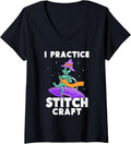 Womens I Practice Stitch Craft Knitting Hobby Knitter Knit Yarn V-Neck Yarn Supply | High Search Volume | Perfect for...
