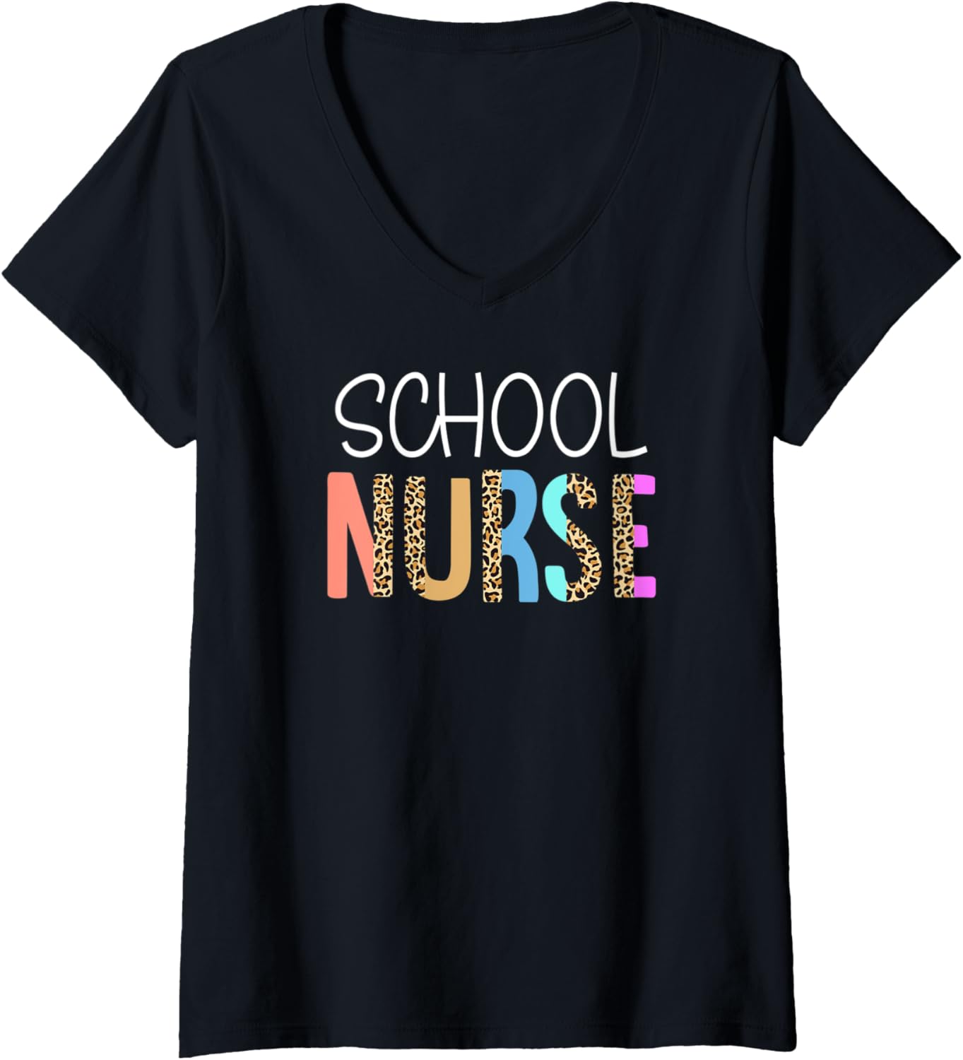 Womens School Nurse Bohemian Cheetah Leopard Print Pattern V Neck Apparel Viral TikTok Find Everyday Wear