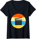 Retro Vintage Filmmaker Cinema Movie Clapperboard V-Neck Apparel | High Search Volume | Must-Have Style