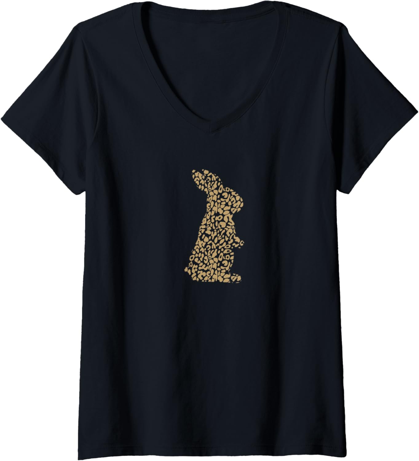 Womens Bunny Leopard Cheetah Print Easter Gift Women Girls Teens V Neck T Shirt Premium Print Fan Favorite