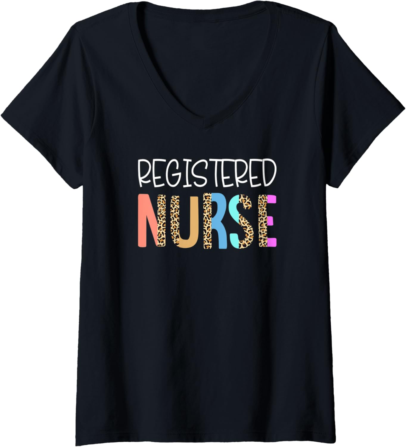 Womens Registered Nurse Bohemian Cheetah Leopard Print Pattern V Neck Apparel Trending US Best Seller Look