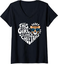 Womens This Girl Loves Cheetahs Cute Cheetah for Girls V Neck Apparel Premium Print US Top Pick