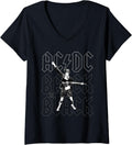 Womens AC DC Back in Black Angus Young Photo by Michael Putland V-Neck Apparel | Perfect Gift Idea