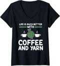 Womens life is much better with coffee and yarn coffee lover V-Neck Yarn Supply | Top Rated | High CTR Title