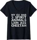 Womens My Ex Had 3 Spirit Animals Lion Ass Cheetah Fun Cheater Pun V Neck Apparel Trending US Hot Right Now