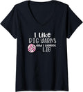 Womens Knitting Gifts Women Mom I Like Big Yarns and I Cannot Lie V-Neck Yarn Supply | Viral US Pick | Perfect for Cr...