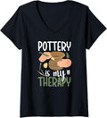 Womens Pottery Is My Therapy Ceramic Pottery Maker Ceramics V-Neck Apparel | Trending 2025 | Perfect Gift Idea