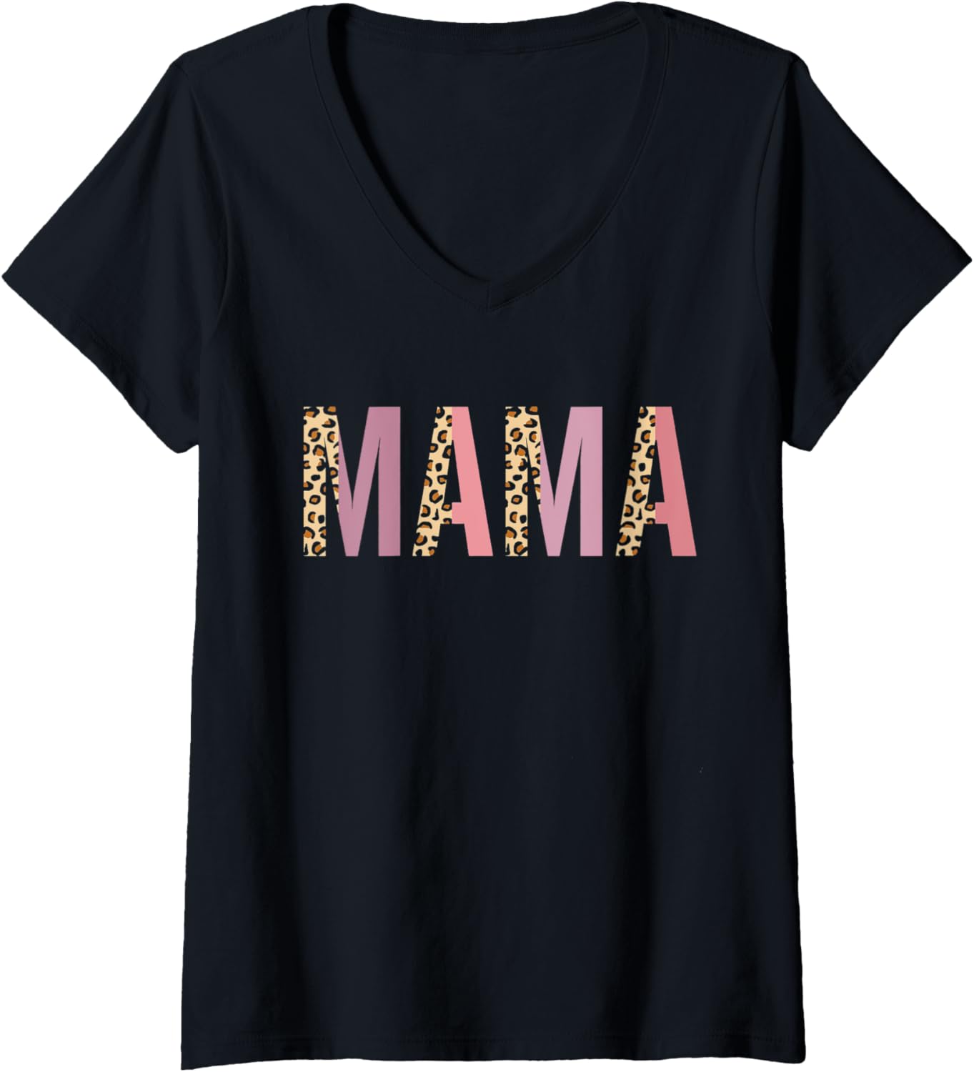 Womens Mama for Women Cheetah Print Leopard Mom V Neck Apparel Comfort Fit US Top Pick