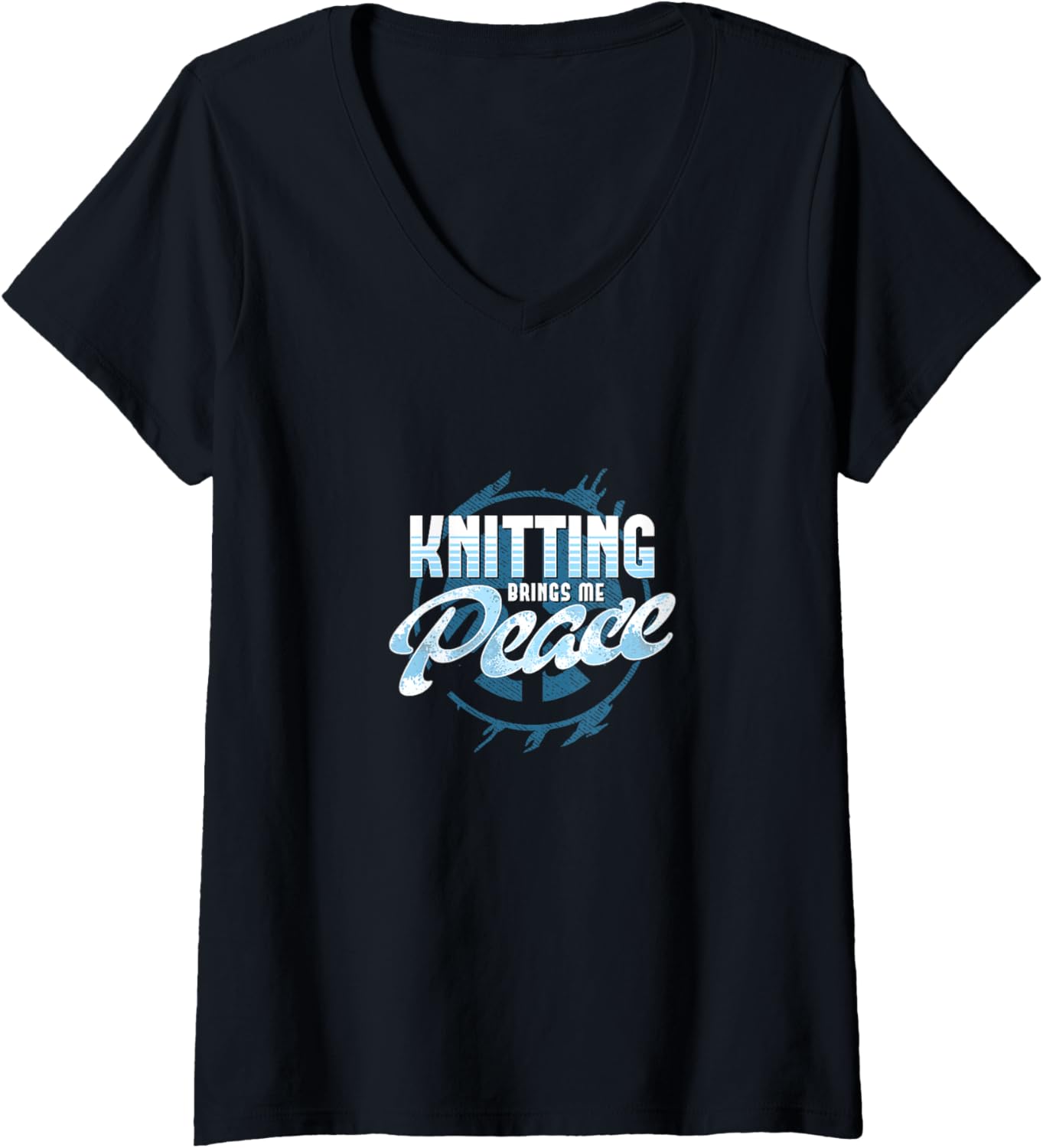 Womens Knitting Brings Me Peace - Relaxing Hobby for Yarn Lovers V-Neck Yarn Supply | Premium Quality | Customer Favo...
