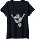 Womens Funny Leopard Print Shaka Hand Gift Cute Greeting Language V Neck Apparel Premium Print Best Seller Look