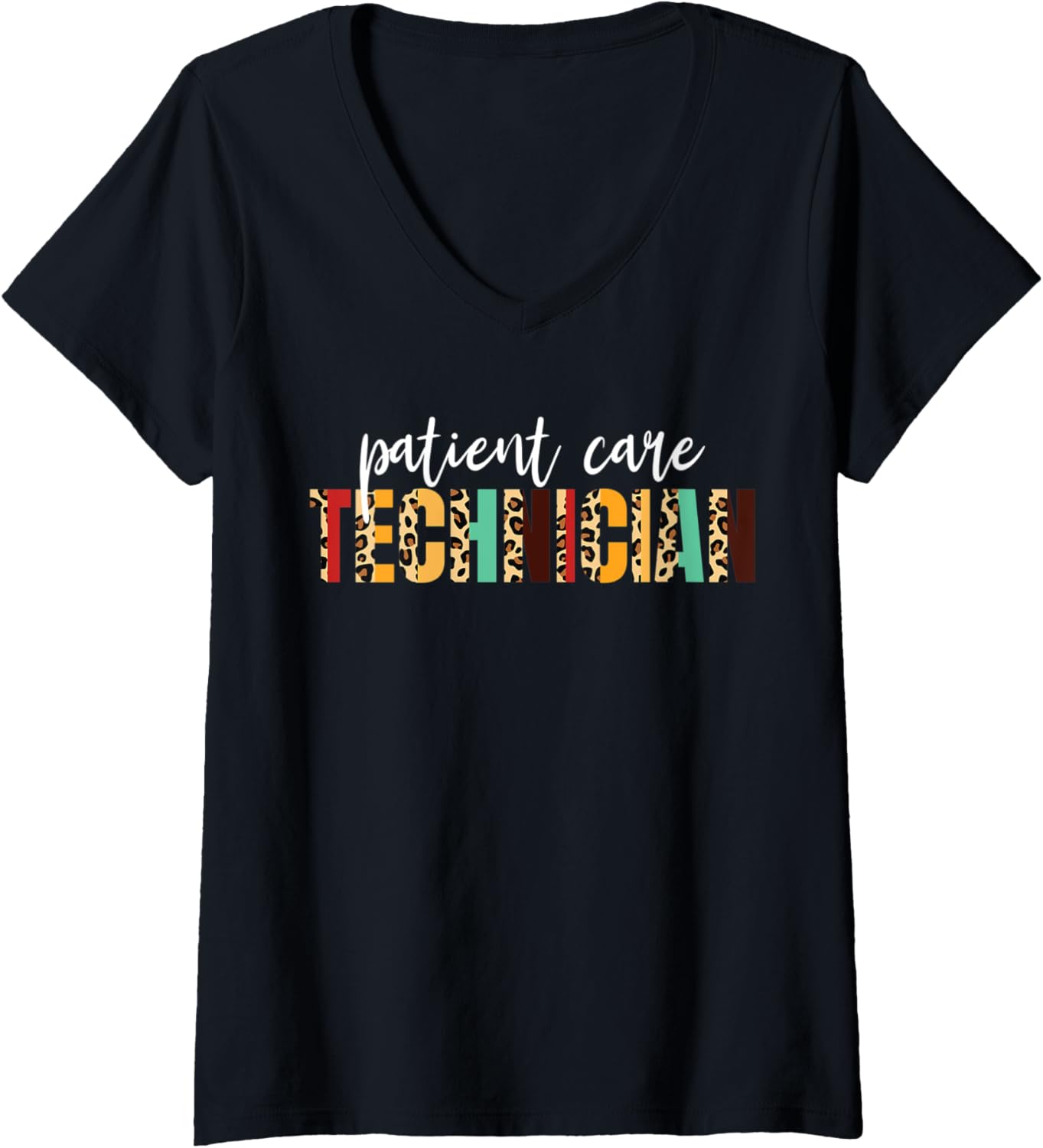 Womens Patient Care Technician Cheetah Print Patient Care Assistant V Neck Apparel Trending US Best Seller Look