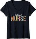 Womens Future Nurse Life Leopard Print RN Registered Nursing School V Neck Apparel Viral TikTok Find Everyday Wear