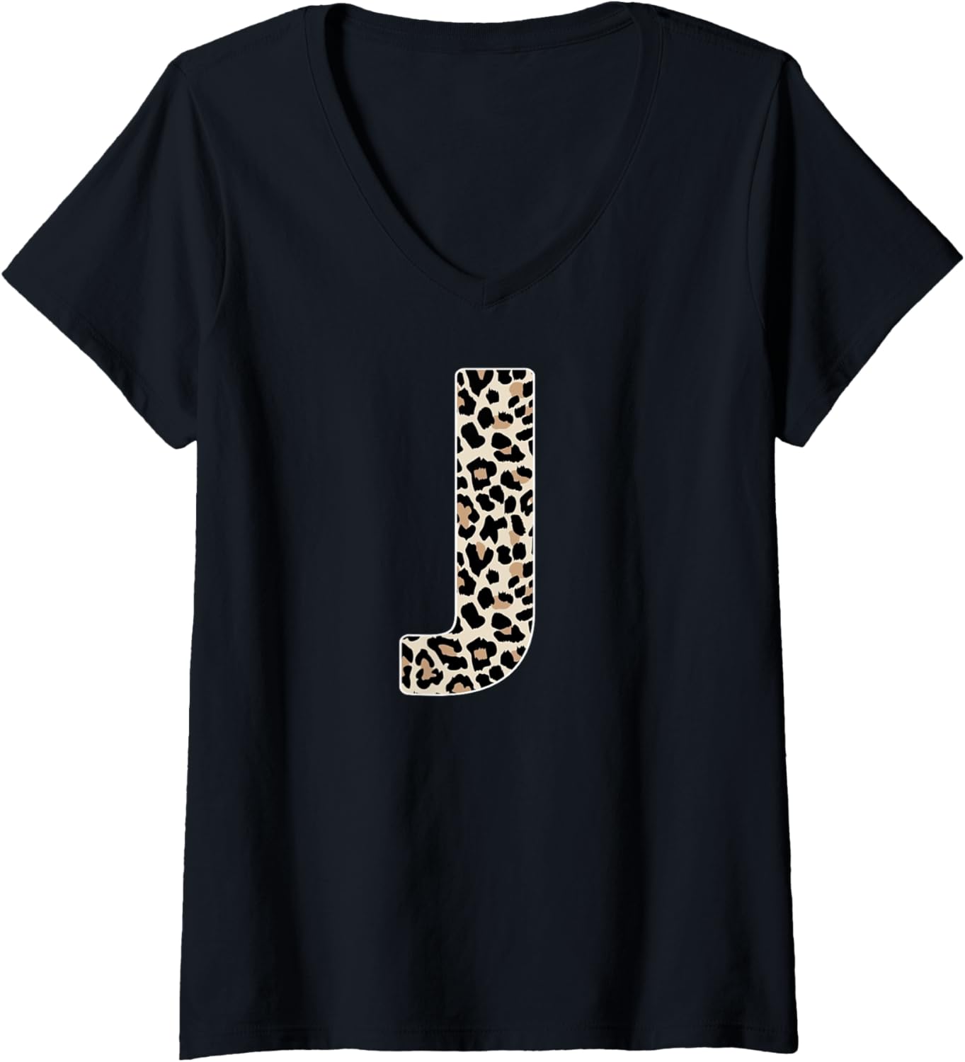 Womens Leopard Print Cheetah Print Animal Print Letter J Cat V Neck Apparel Comfort Fit Everyday Wear