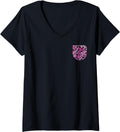 Womens Pink Leopard Print Purple Pocket Design A Wild Animal Fan V Neck Apparel Viral TikTok Find US Top Pick