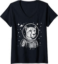 Womens Astronaut Cheetah Space Galaxy Safari Animal V Neck Apparel Comfort Fit Fan Favorite