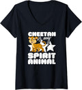 Womens Cheetah is My Spirit Animal Kawaii Cartoon Funny Cheetahs V Neck Apparel High Search Demand Everyday Wear