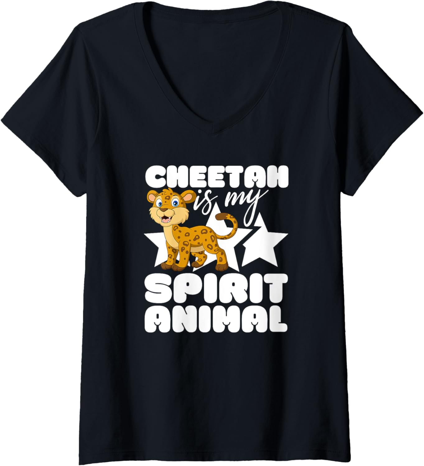 Womens Cheetah is My Spirit Animal Kawaii Cartoon Funny Cheetahs V Neck Apparel High Search Demand Everyday Wear